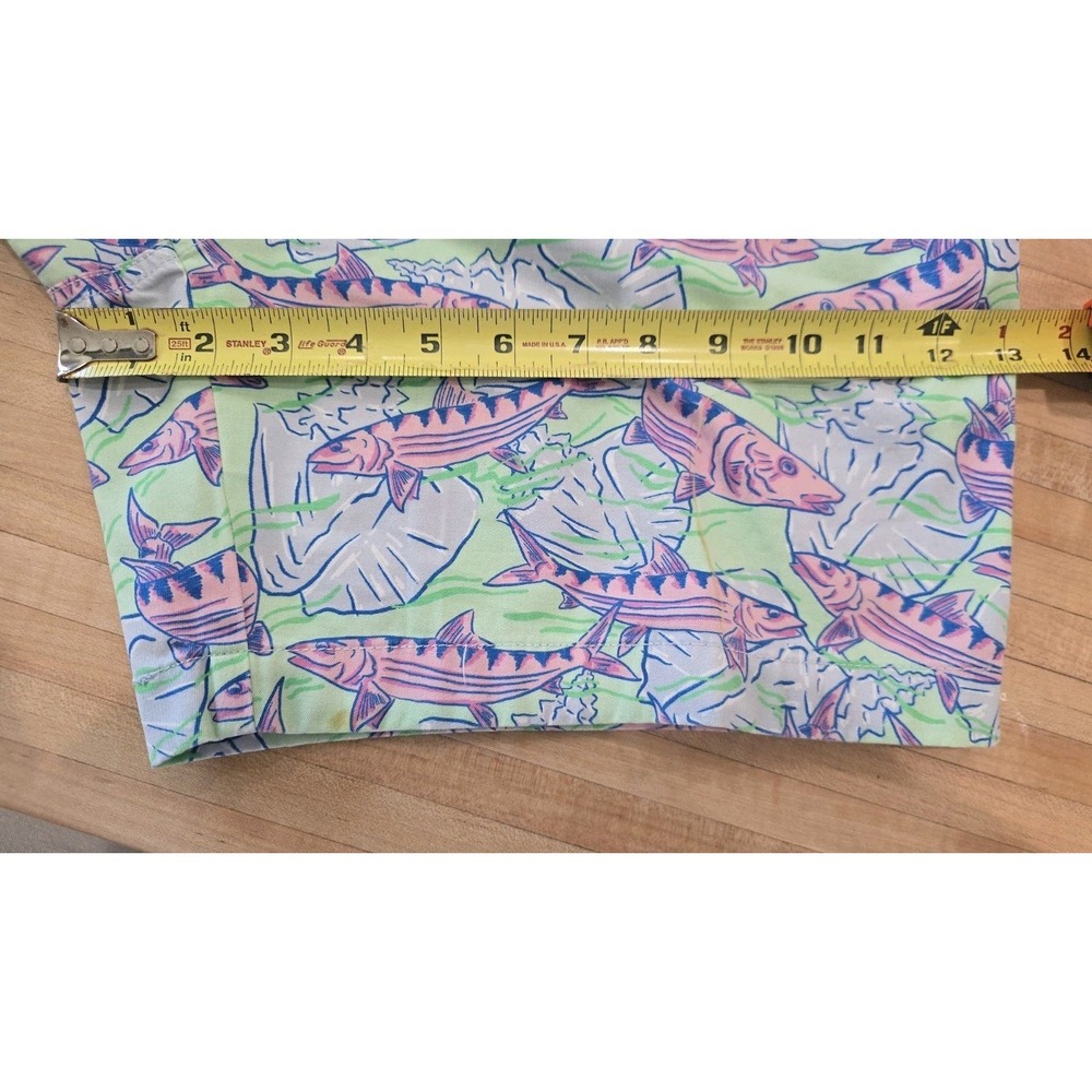 Vineyard Vines Men Island Shorts Bonefish Fish Print Blue SZ 33 Pockets Tropical - Picture 10 of 14